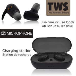 Écouteurs-boutons mini sans fils (TWS) avec station de recharge