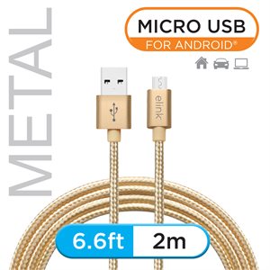 6.6pi Câble tressé micro USB à usage intensif, 6.6pi